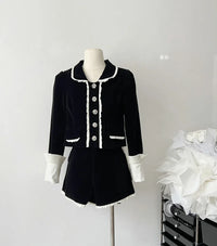 2 Piece Shorts Sets Peter Pan Collar Luxury Cardigans Fashion