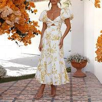 Elegant Floral Cutout Summer Dress