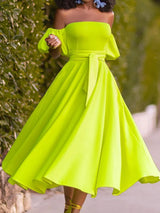 Slim Fit Belt Elegant Lady Midi Dresses