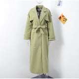 Street Ribbed Woolen Long Coat