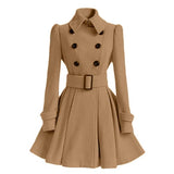 Autumn elegant woolen coat Fashion Lace-Up