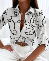 Long Sleeve Shirt Blouse Women Office Elegant