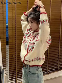 women's knits chic pattern jacquard oversized sweater