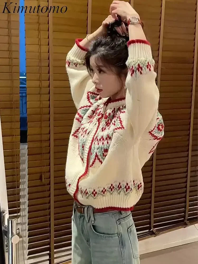 women's knits chic pattern jacquard oversized sweater