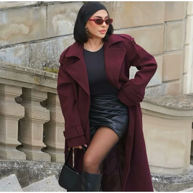 Vintage Double-Breasted Wool Women's Coat – Classic Retro Style