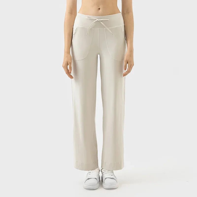 wide leg yoga pants drawstring
