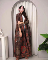 Miyake Pleated Print Foldable Collar Long Sleeve Coats