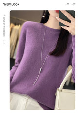 Women's Casual Knitted Pullover Coat – Soft O-Neck Winter Sweater