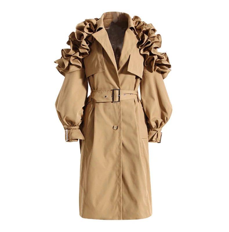Lautaro Long Black Khaki Trench Coats