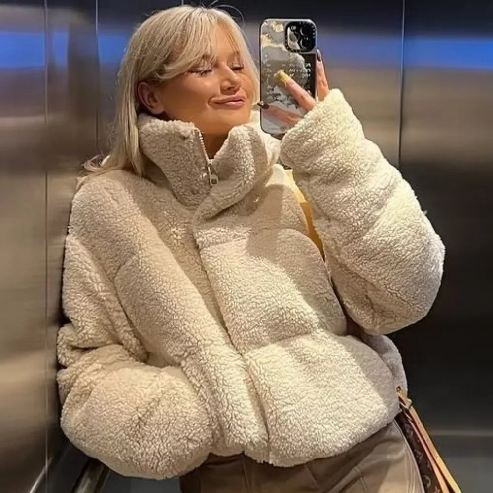 Women's Lamb Wool Short Cotton Coat