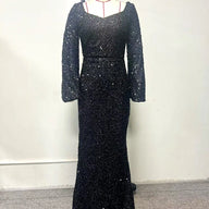 Sexy Wedding Bridesmaid Sequin Long Sleeve Dresses