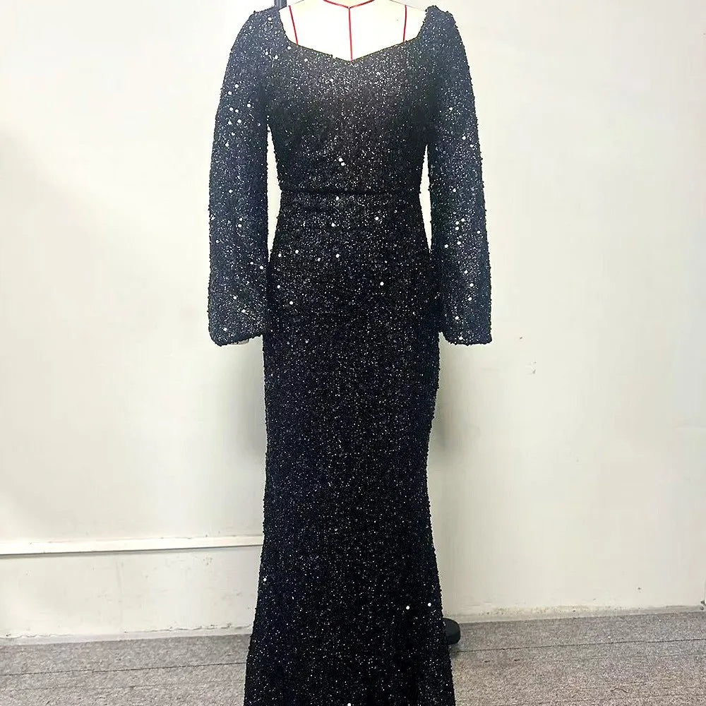 Sexy Wedding Bridesmaid Sequin Long Sleeve Dresses