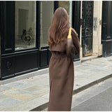 Street Ribbed Woolen Long Coat
