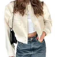 Fashion Women Elegant Solid Bomber Jacket