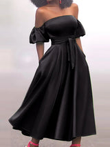 Slim Fit Belt Elegant Lady Midi Dresses