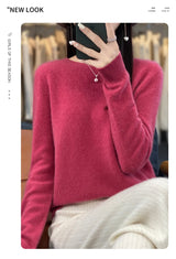 Women's Casual Knitted Pullover Coat – Soft O-Neck Winter Sweater