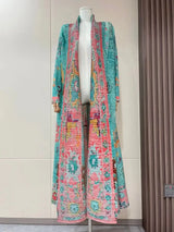 Miyake Pleated Print Foldable Collar Long Sleeve Coats