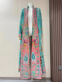 Miyake Pleated Print Foldable Collar Long Sleeve Coats