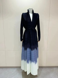 Miyake Pleated Print Foldable Collar Long Sleeve Coats