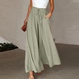 Elastic Wide Leg Pants Chiffon Trousers