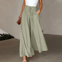 Elastic Wide Leg Pants Chiffon Trousers