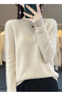 Women's Casual Knitted Pullover Coat – Soft O-Neck Winter Sweater