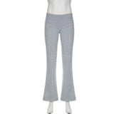 Basic Sexy Solid Flare Pants Retro Y2K Casual