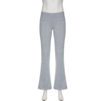 Basic Sexy Solid Flare Pants Retro Y2K Casual