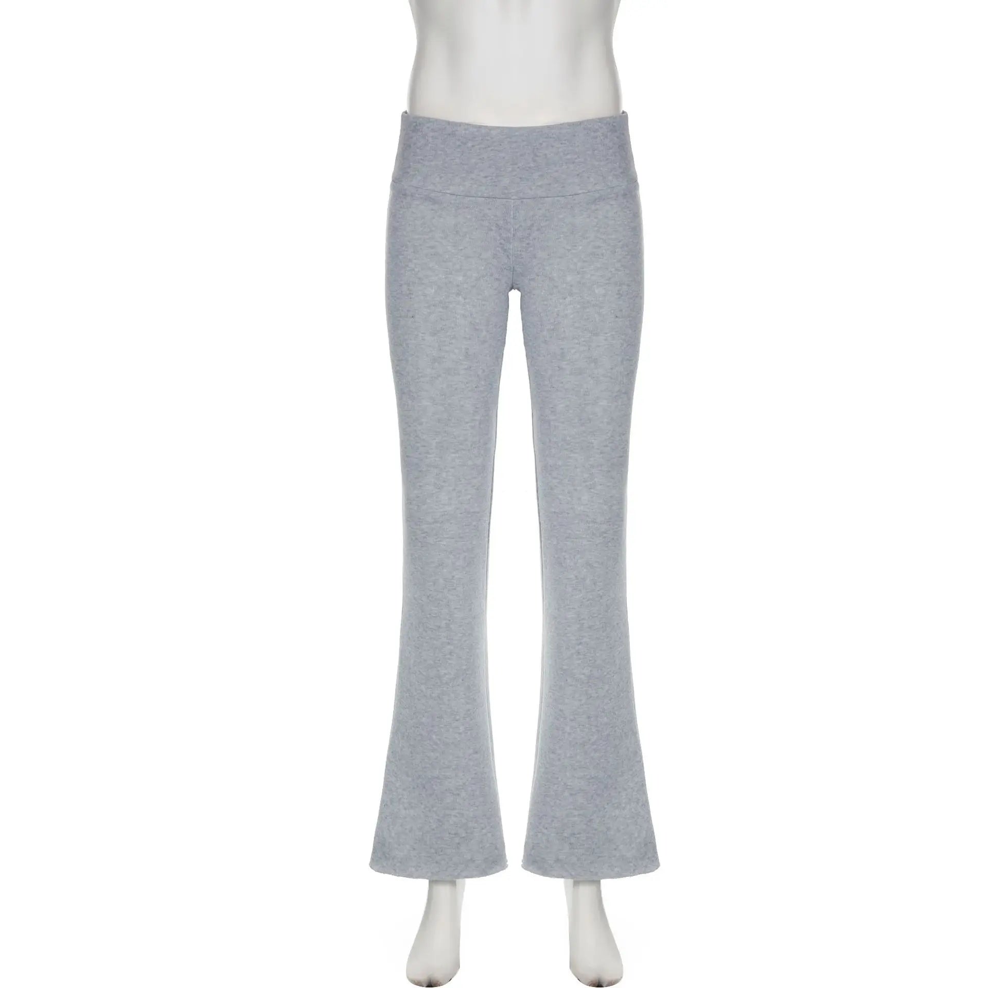 Basic Sexy Solid Flare Pants Retro Y2K Casual