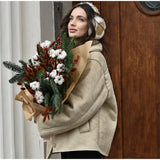 Women Casual Lapel Thick Faux Leather Jackets