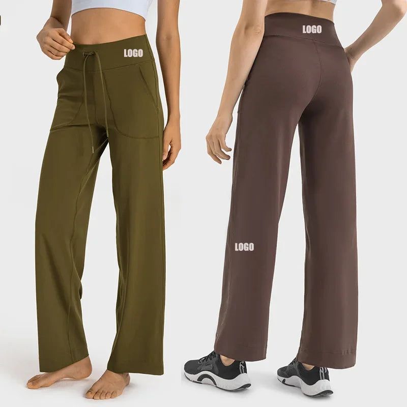 wide leg yoga pants drawstring
