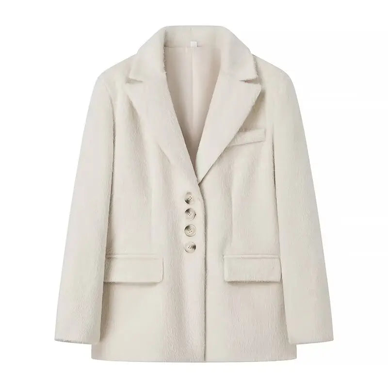 Streetwear Long Hairy Shaggy Blazer Coats