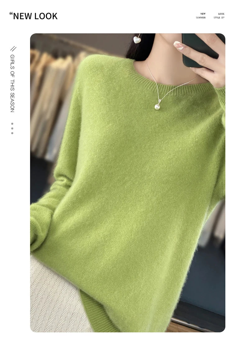 Women's Casual Knitted Pullover Coat – Soft O-Neck Winter Sweater