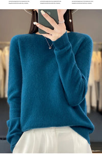 Women's Casual Knitted Pullover Coat – Soft O-Neck Winter Sweater