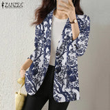 Women Autumn Blazer Retro Printed Coats