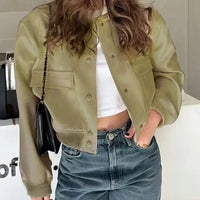 Fashion Women Elegant Solid Bomber Jacket