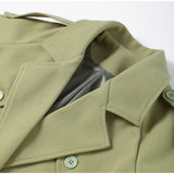 Street Ribbed Woolen Long Coat