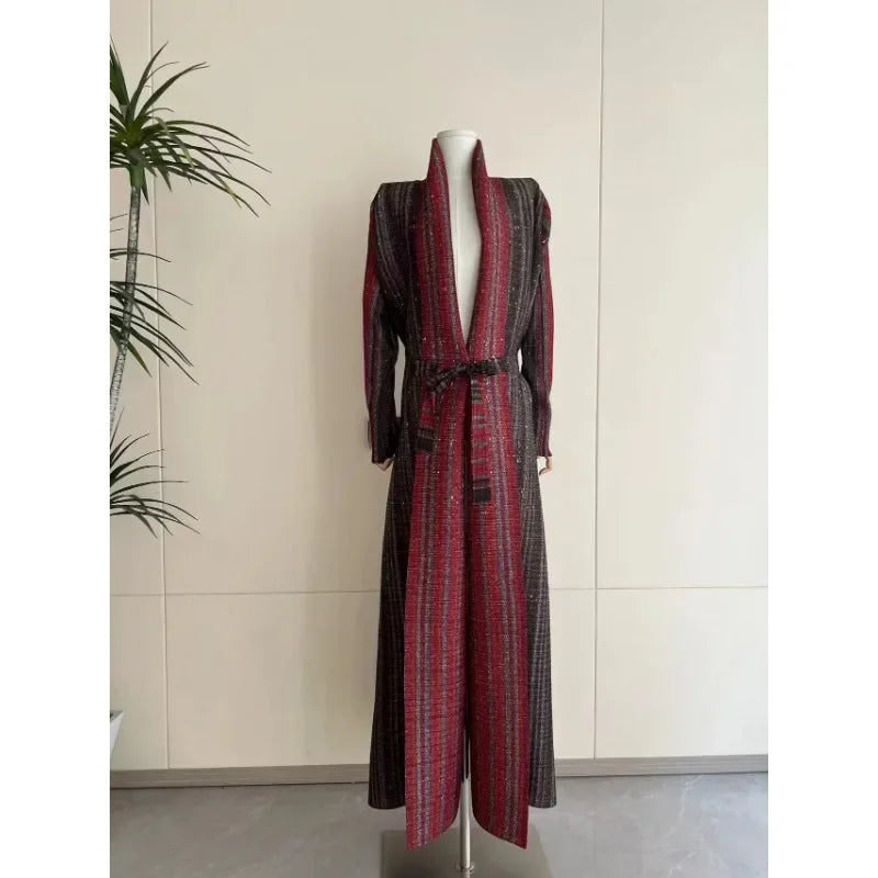 Miyake Pleated Print Foldable Collar Long Sleeve Coats