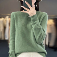 Women's Casual Knitted Pullover Coat – Soft O-Neck Winter Sweater