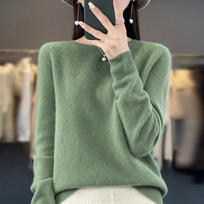 Women's Casual Knitted Pullover Coat – Soft O-Neck Winter Sweater