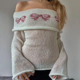 Women Off the Shoulder Knitted Sweater Top