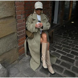 Street Ribbed Woolen Long Coat