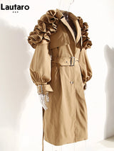 Lautaro Long Black Khaki Trench Coats