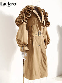 Lautaro Long Black Khaki Trench Coats