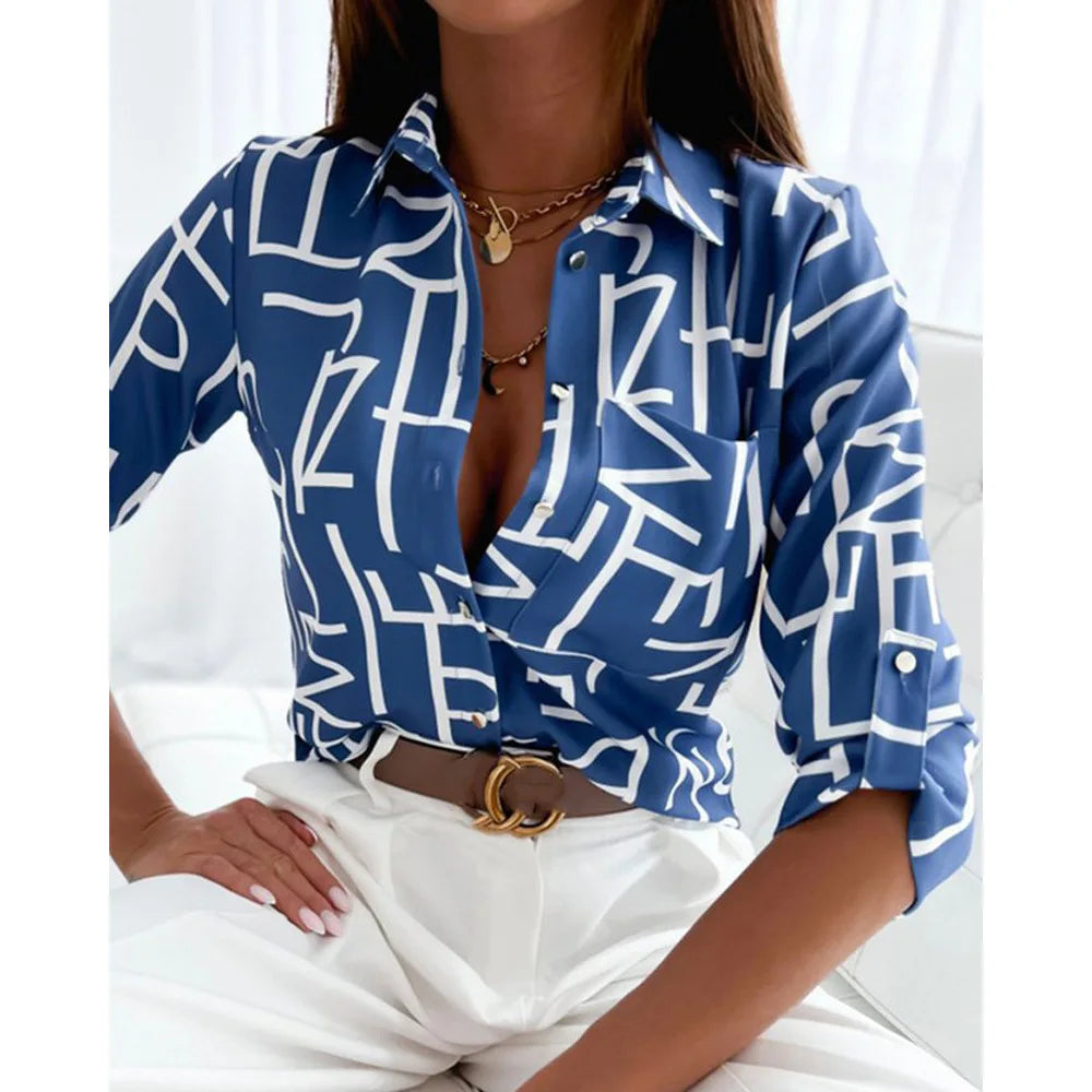 Long Sleeve Shirt Blouse Women Office Elegant