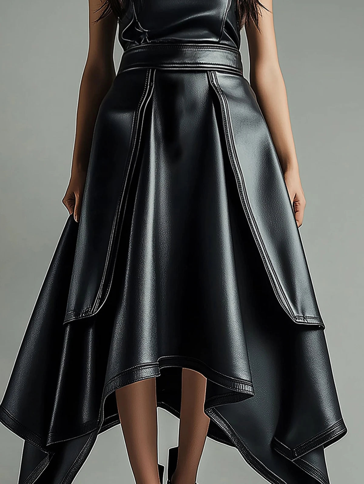 Women's PU Leather Long Maxi Skirt