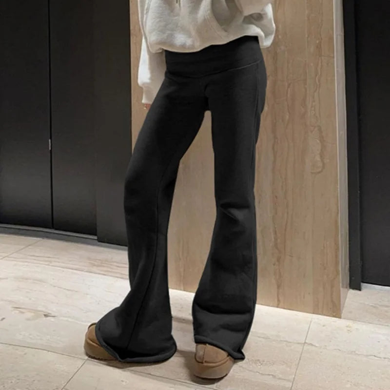 Basic Sexy Solid Flare Pants Retro Y2K Casual