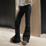 Basic Sexy Solid Flare Pants Retro Y2K Casual