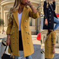 Women Wool Coat Autumn Winter Long Sleeve