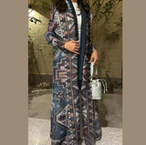 Miyake Pleated Print Foldable Collar Long Sleeve Coats
